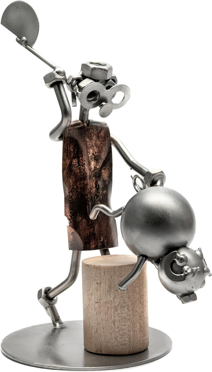 STEEMO Schraubenmännchen Schlachter Metzger Geschenk Metall-Deko 14x10x20 cm