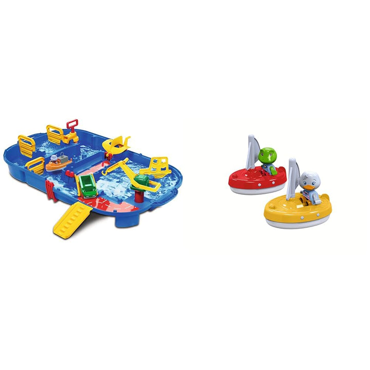 AquaPlay - LockBox - Wasserbahn als Transportkoffer mit 27 Teilen & 2 Segelboote + 2 Figuren - Zubeh