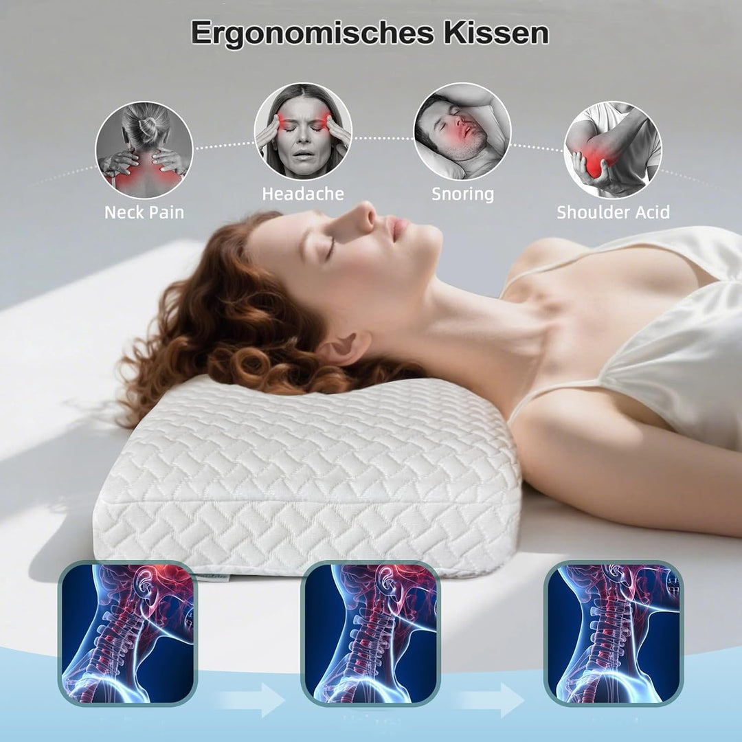 Memory Foam Kissen Kopfkissen für erholsamen Schlaf- Ergonomisches Nackenstützkissen mit Hoher Dicht