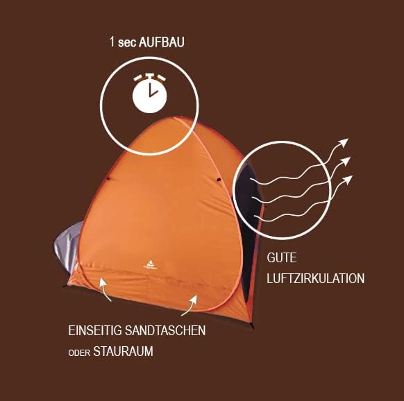 Cabana Rapida - grosse XXL Pop up Strandmuschel zum Verschliessen - UV 50+ Sonnenschutz, für 2-4 Per