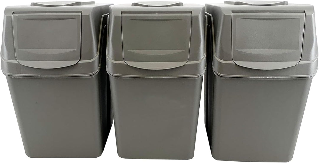 Prosperplast Sortibox Mülleimer Mülltrennsystem Abfalleimer Behälter 3x20L Grau Grau 3x20 Litros, Gr