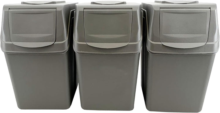 Prosperplast Sortibox Mülleimer Mülltrennsystem Abfalleimer Behälter 3x20L Grau Grau 3x20 Litros, Gr