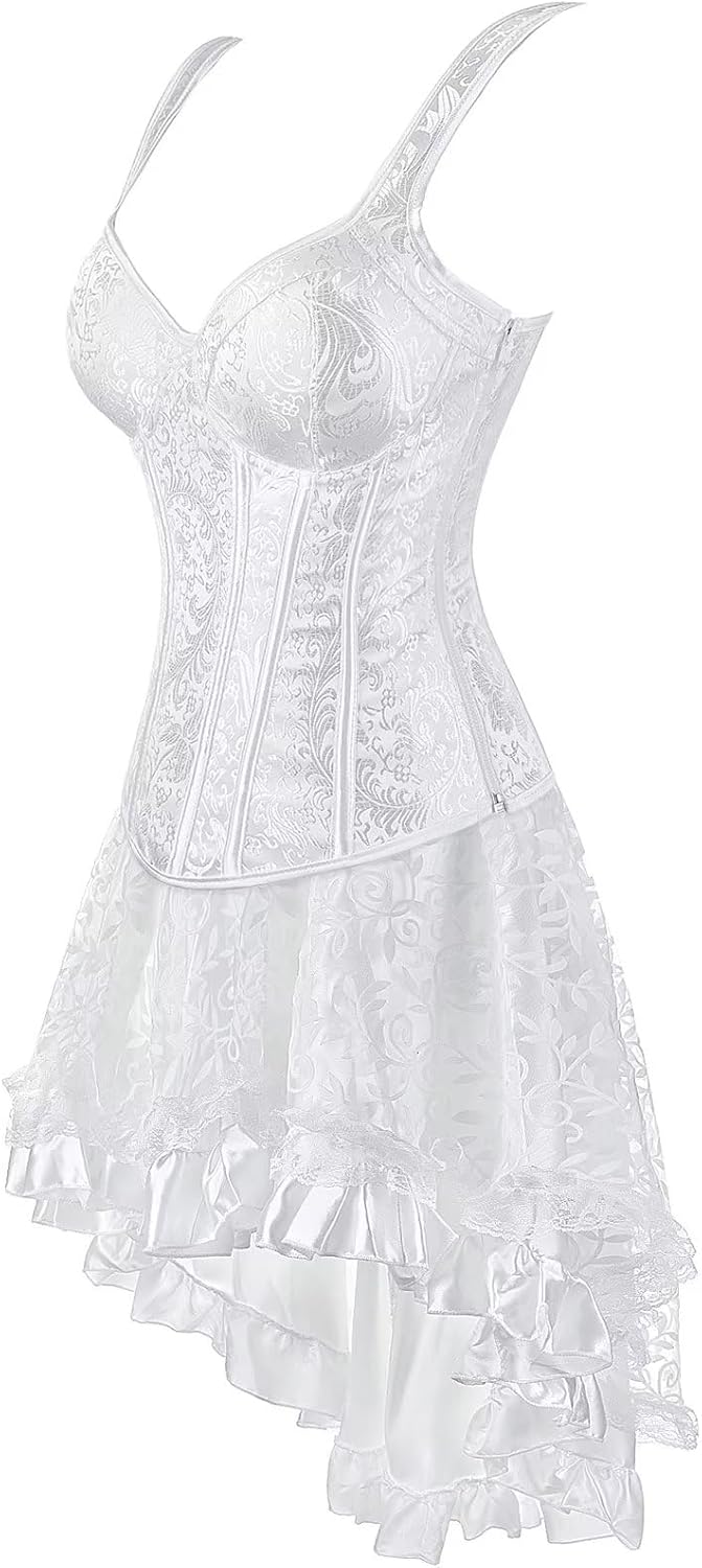 Jutrisujo Korsett Kleider Rock Tutu Corset Dress Damen Korsagenkleid Corsagen Straps Schnüren Elegan