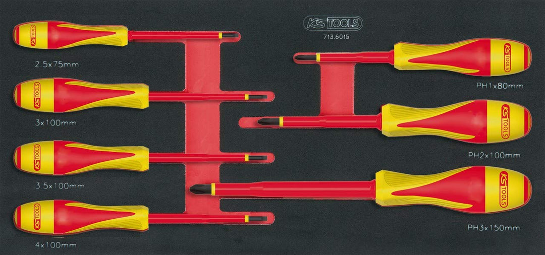 KS Tools 713.6015 Ultimate 7 Module Isolierter Schraubendreher, 1000 V, Schlitz/Kreuzschlitz
