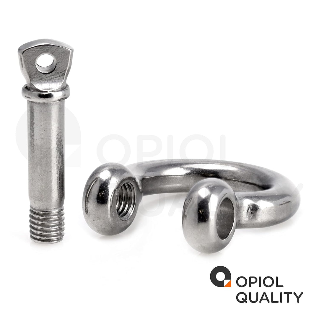 OPIOL QUALITY® Schäkel Geschweift Form Ø 16mm aus Edelstahl A4 V4A (4 Stück) Rundschäkel Verbinder D