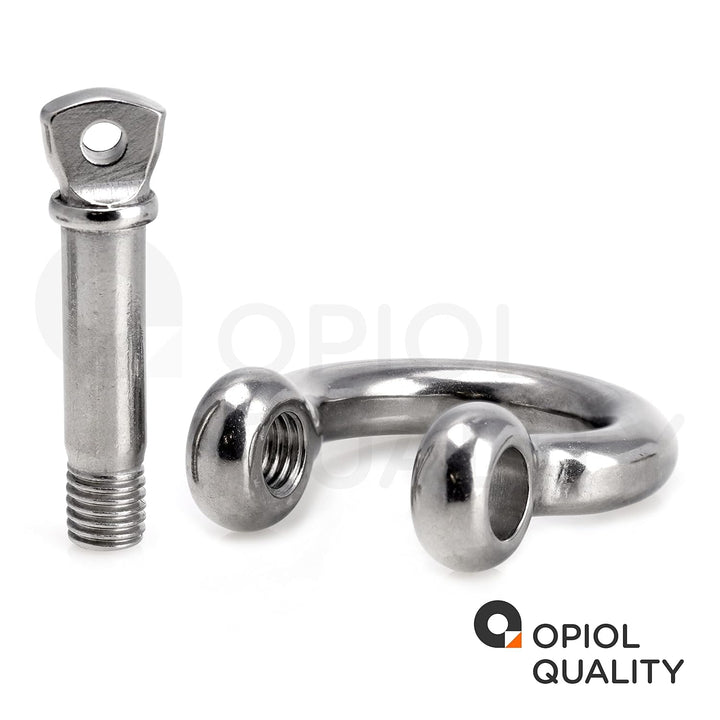 OPIOL QUALITY® Schäkel Geschweift Form Ø 16mm aus Edelstahl A4 V4A (4 Stück) Rundschäkel Verbinder D