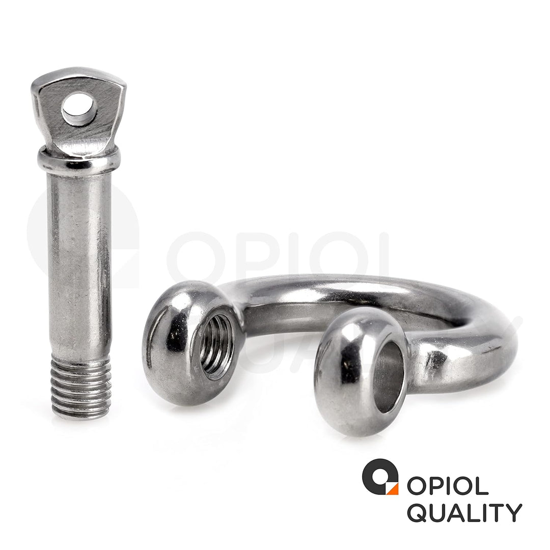 OPIOL QUALITY® Schäkel Geschweift Form Ø 16mm aus Edelstahl A4 V4A (4 Stück) Rundschäkel Verbinder D
