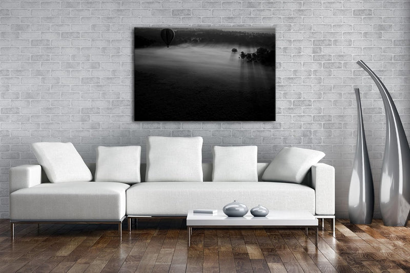 deyoli friedliche Landschaft in Afrika Effekt: Schwarz/Weiss im Format: 80x60 als Leinwandbild, Moti