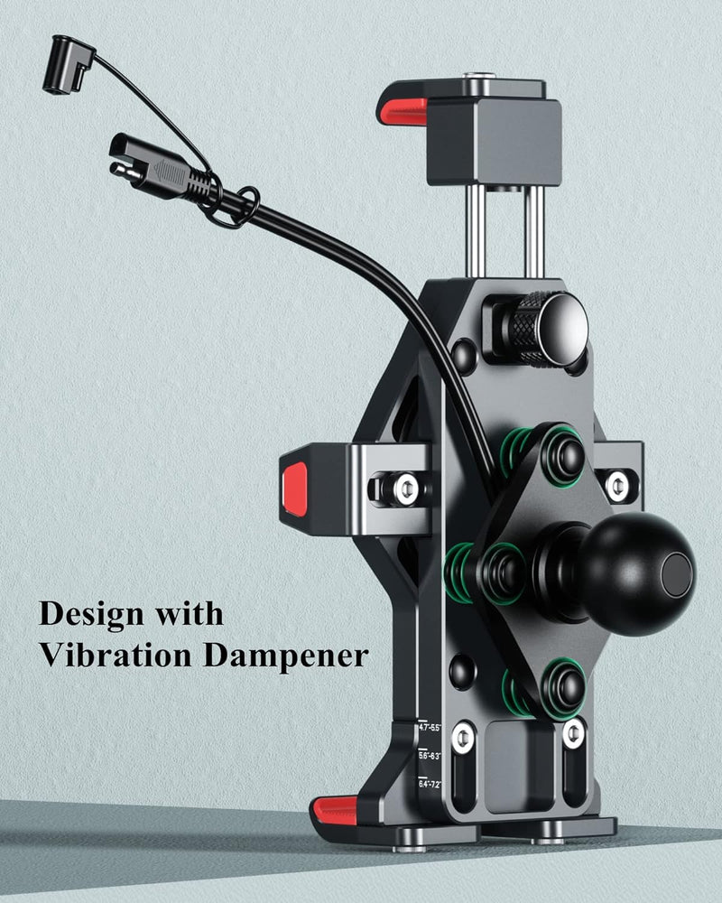 BRCOVAN Aluminiumlegierung Motorrad Handyhalterung mit Qi 15W Drahtloses Ladegerät und Vibrationsdäm