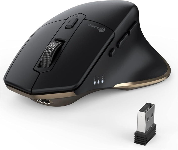 Bluetooth Maus, iClever Rechargeable Ergonomiche Maus Kabellose Mouse, Wiederaufladbarer Akku, Multi