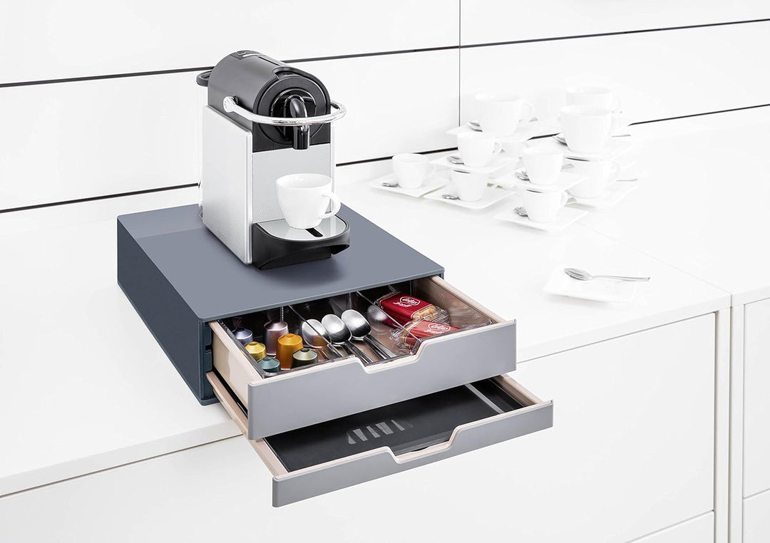 Durable Coffee Point Box S Aufbewahrungsbox (mit 2 Schubladen für Kaffee/Tee, Cateringbox für Kaffee