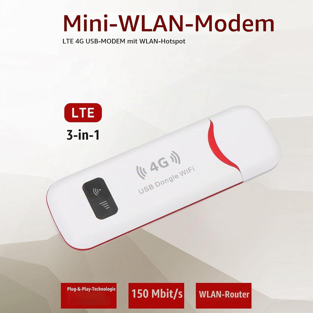 4G-USB-Modem-Dongle, Tragbarer Reise-4G-Router 150 Mbit/s mit SIM-Kartensteckplatz für Europa, Asien