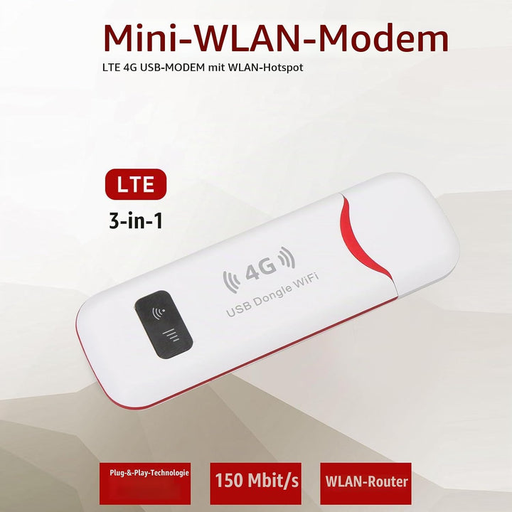 4G-USB-Modem-Dongle, Tragbarer Reise-4G-Router 150 Mbit/s mit SIM-Kartensteckplatz für Europa, Asien