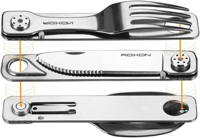 ROXON C1S 3 in 1 Camping Utensils Detachable Cutlery Knife Spoon Frok for Outdoor Camping Hiking, Ed