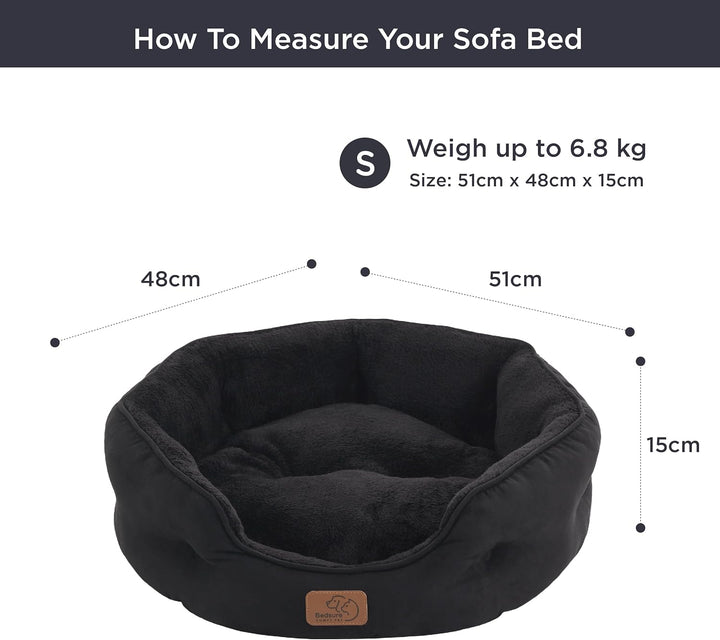 BEDSURE Katzenbett waschbar Katzen Bettchen - 51x48x15cm Katzenbett mit zweiseitig Innenkissen Katze