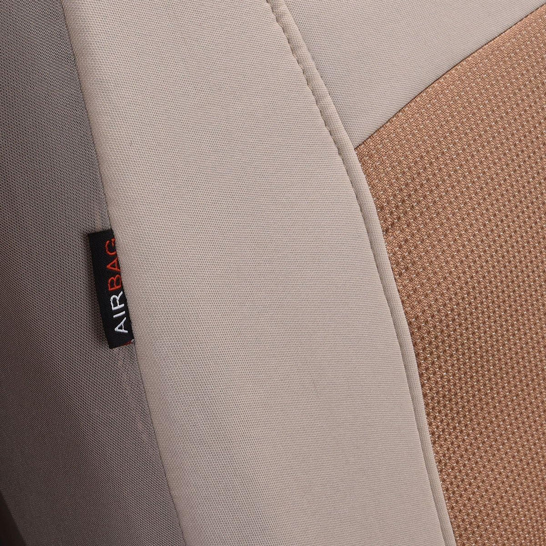 FlyingBanner Maschen und Jacquard Universal für Auto Sitzbezüge Mit Seitenairbags (Beige) Full Set -