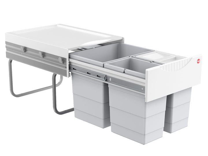 Hailo Raumspar Tandem Küchen-Abfalleimer, Plastik, Grau, One
