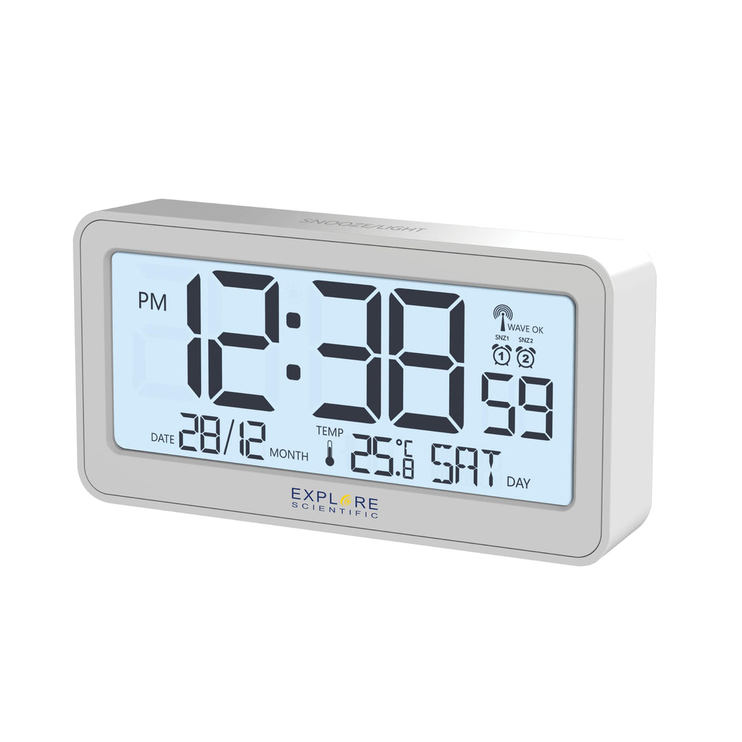 Explore Scientific, Radiowecker, LED-Uhr, weiss