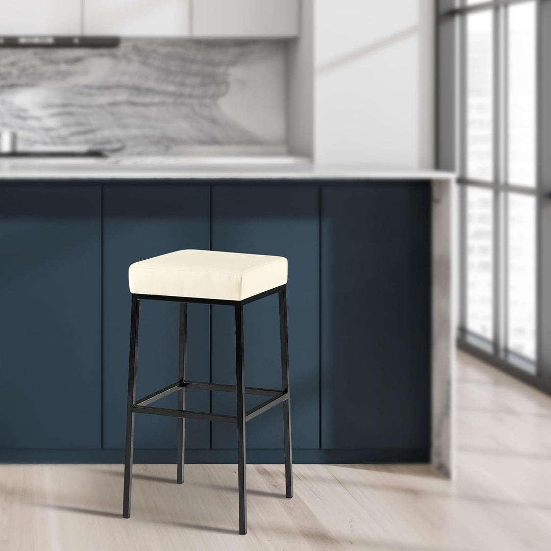 CLP Barhocker Montreal I Gepolsterter Barstuhl mit Kunstlederbezug I Tresenhocker mit Metallgestell,