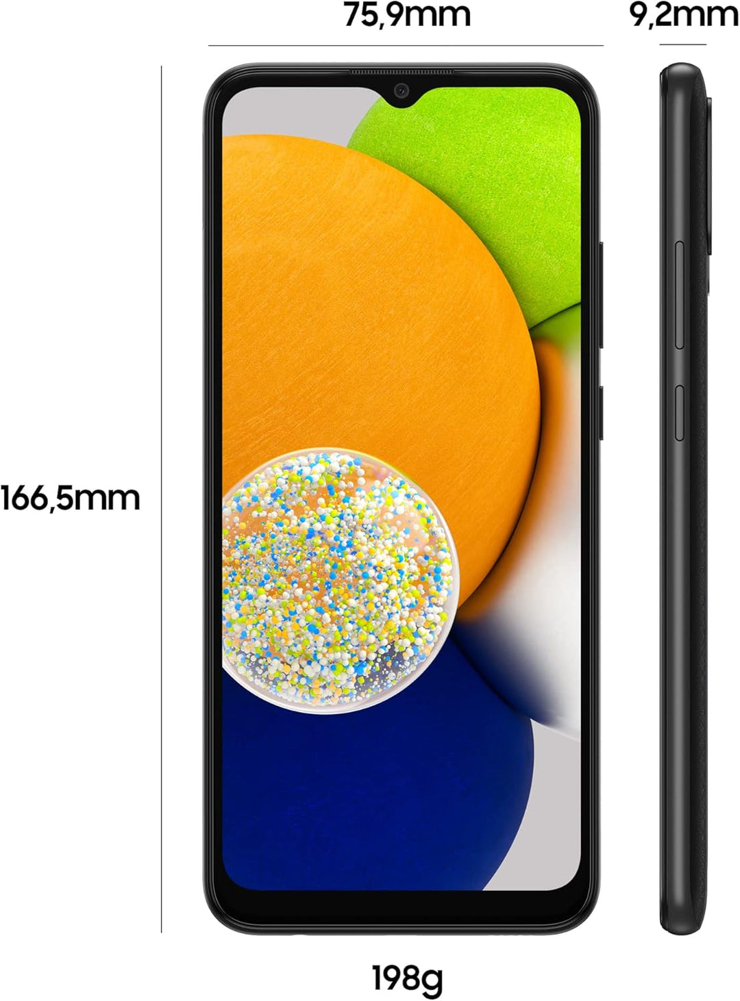 Samsung Galaxy A03 - Smartphone 64GB, 4GB RAM, Dual SIM, Black Alle Träger Black 4 GB, Alle Träger B