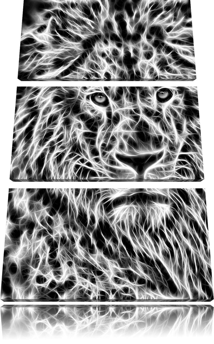 Pixxprint New Art Löwe als Leinwandbild/Grösse: 3 Teilig (120x80) cm/Wandbild/Kunstdruck/fertig besp