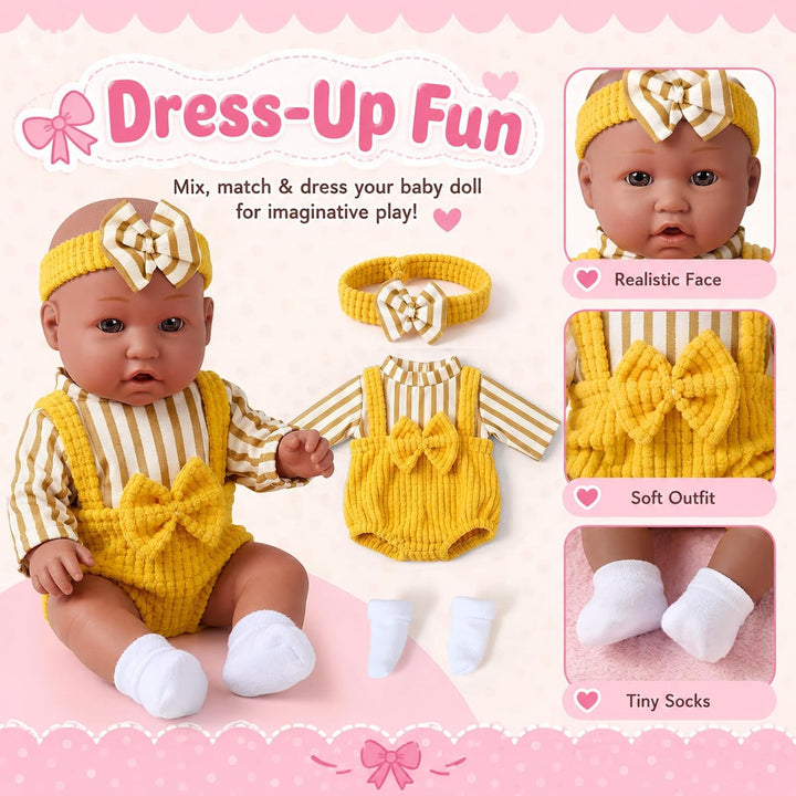 vamei Puppenzubehör mit 30 cm Baby Puppe, Geschenk Mädchen ab 3 Jahre | Puppen Zubehör Set mit Tragb
