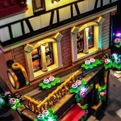 LocoLee Licht Set Kompatibel mit Lego Eckhaus im Tudorstil Fernbedienung Version, Nur Lichter Set -