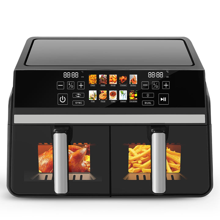 Citybee Heissluftfritteuse 2 Kammern XXL 10L (5L+5L) mit Sichtfenster, Dual Zone Airfryer Doppelkamm