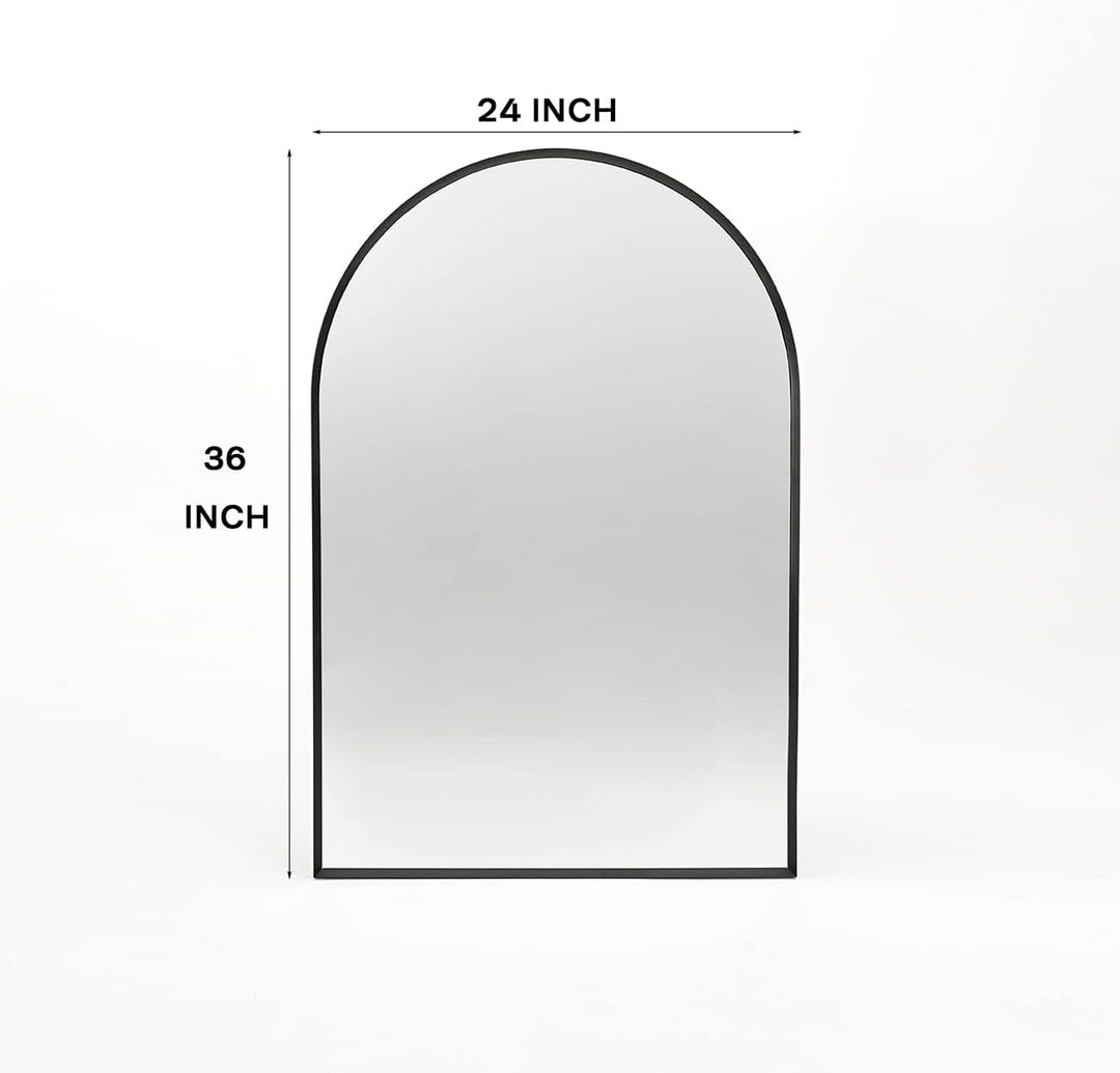 Gewölbter Wandspiegel für Badezimmer, 61 x 91,4 cm, schwarzer moderner Metallrahmen für Eingangsbere