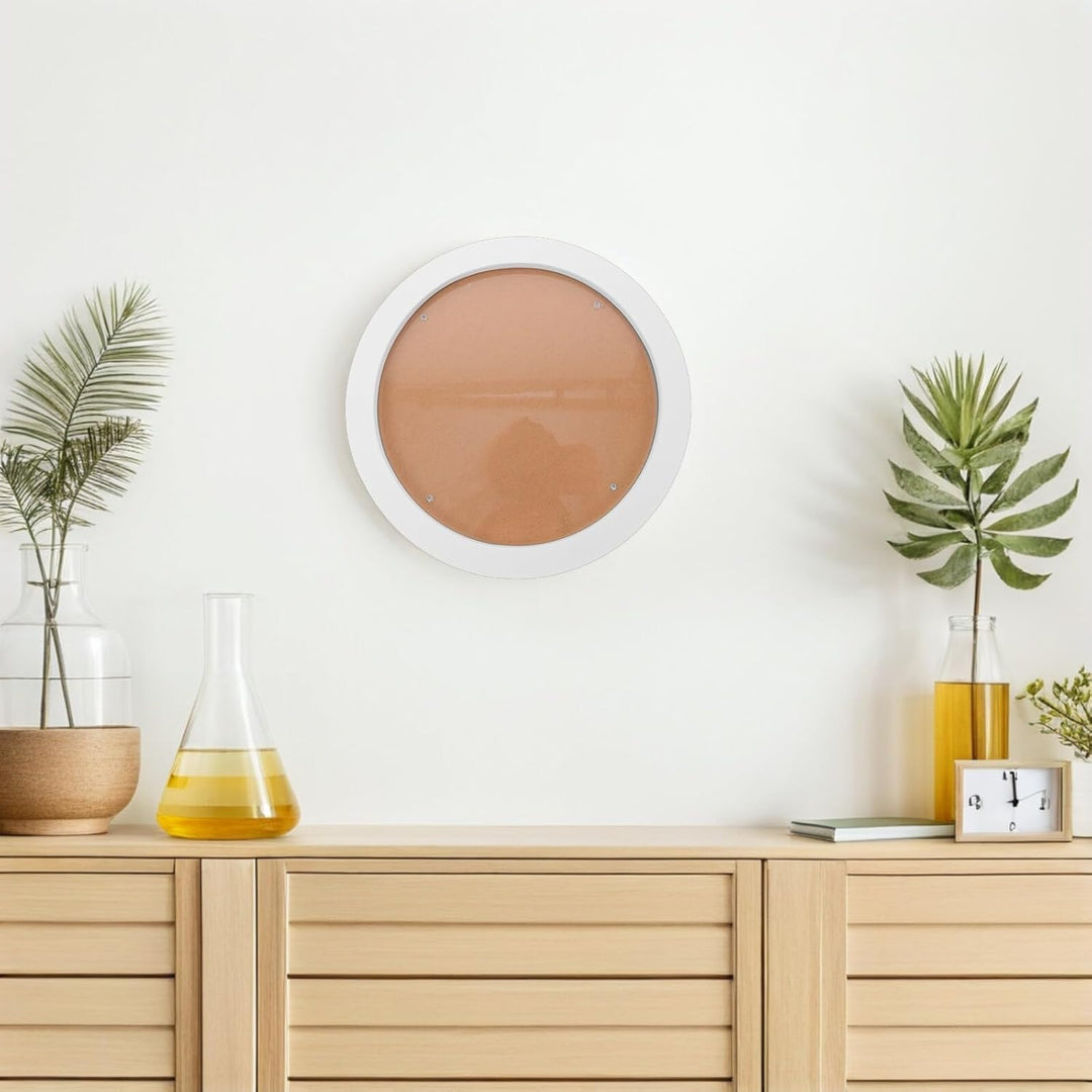 Cabilock Runder Holz Bilderrahmen 35,5cm Weiss Vintage Stickerei Dekorahmen für Kreuzstich Wandhalte