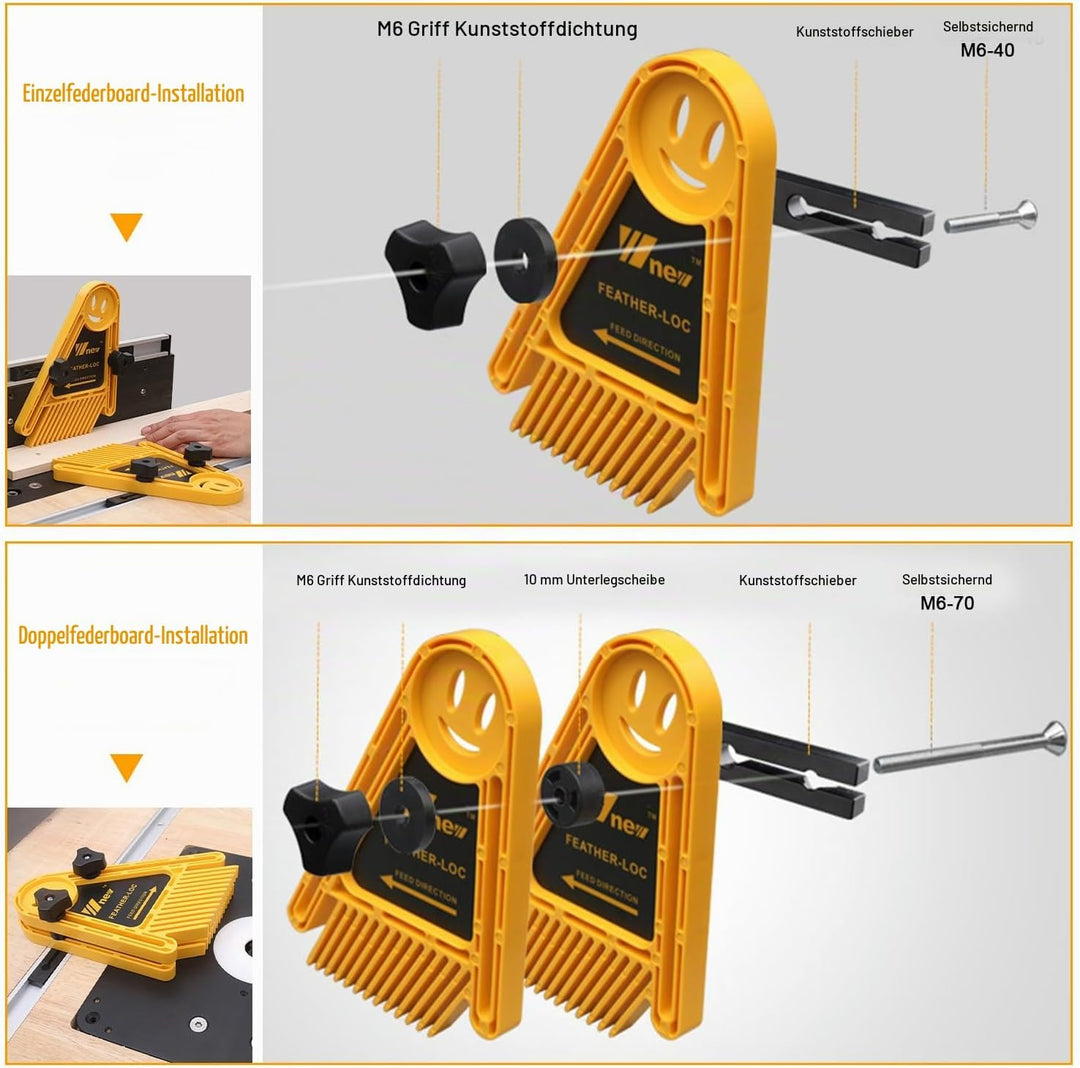 Doppel Featherboard Tischsäge Set, 21 × 16.5 cm Federbrettern mit Schrauben und Unterlegscheiben, Fr