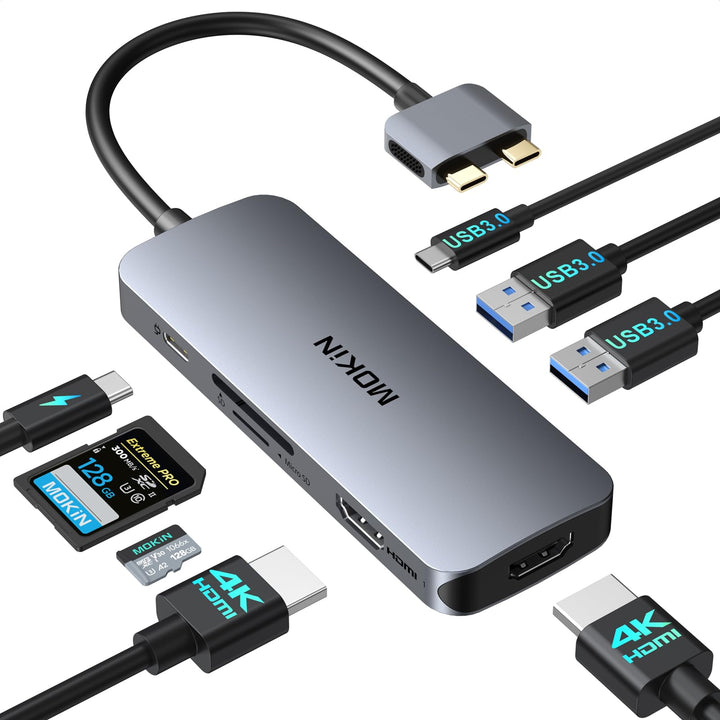 Docking Station für MacBook Pro/Air, MacBook Docking Station USB C Dual Monitor, 8 in 2 USB C Adapte