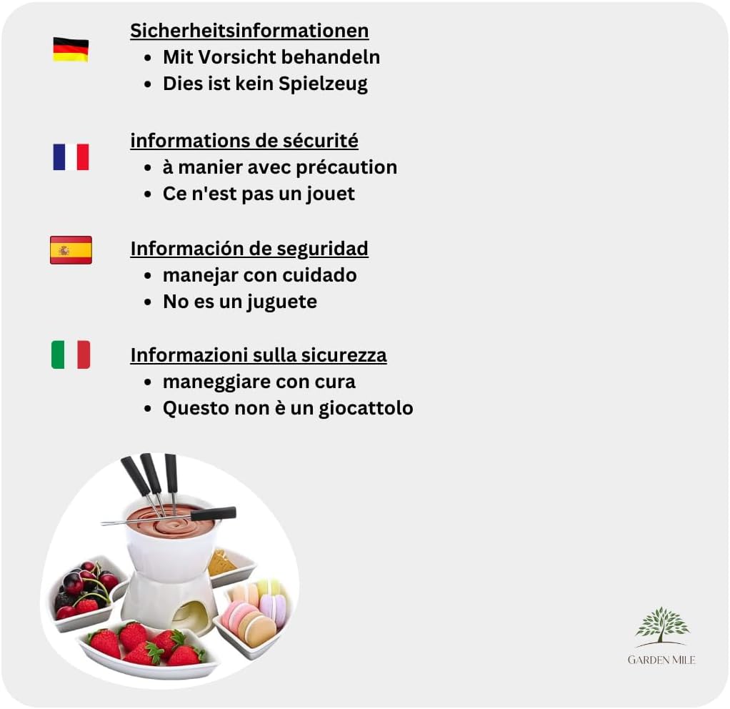 Homezone 10 Stk weisse Keramik Teelicht Kerze Käse/Schokoladen-Fondue Set mit 4 Küche und Edelstahl