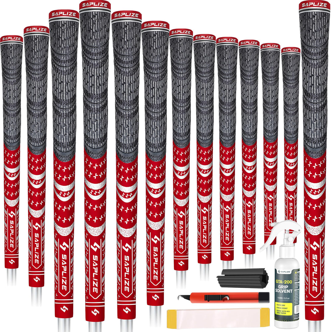 SAPLIZE Golfgriffe 13-teilig mit komplettem Umrüstsatz, Standard- / Mittelklasse, Kordelgummi, Hybri