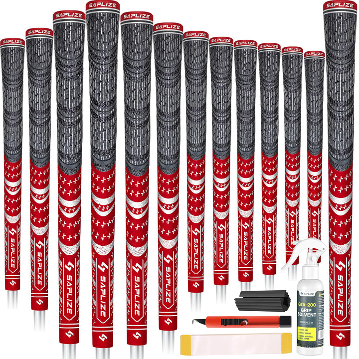 SAPLIZE Golfgriffe 13-teilig mit komplettem Umrüstsatz, Standard- / Mittelklasse, Kordelgummi, Hybri