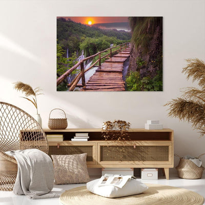 Bilder auf Leinwand 100x70cm Leinwandbild mit Rahmen Park Natur Wasser Gross Wanddeko Bild Schlafzim