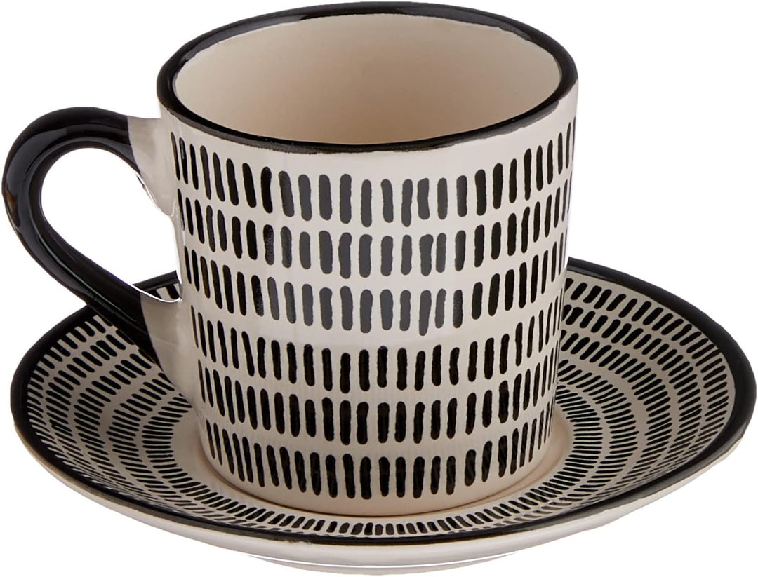 H&h set 6 tazze caff in stoneware vhera con piatto cc90 Modern, Modern