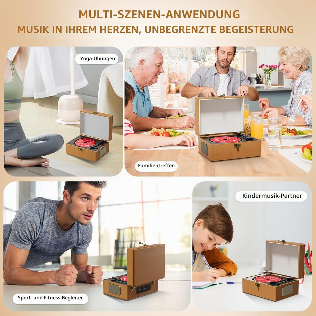 Yintiny Brauner CD-Player aus Leder mit Lautsprechern für Heimdekoration, braun