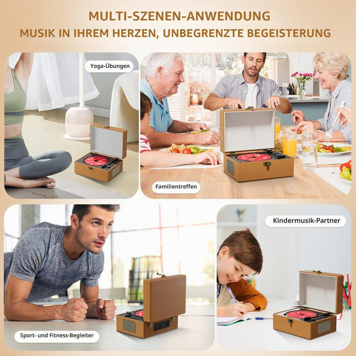 Yintiny Brauner CD-Player aus Leder mit Lautsprechern für Heimdekoration, braun