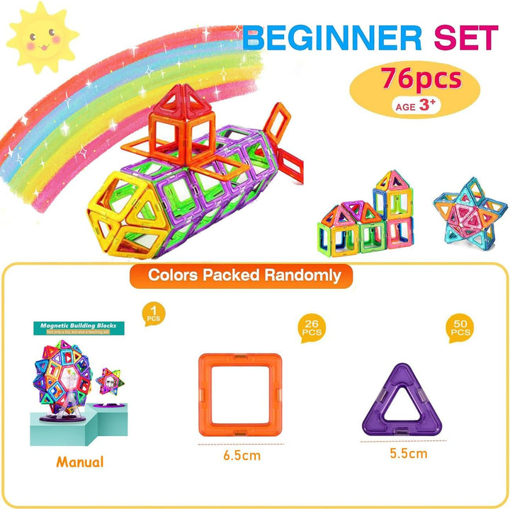morkka 76 Teile Magnetische Bausteine, Magnete Spielzeug Kinder Magnetbausteine Magnetspiel für Spie