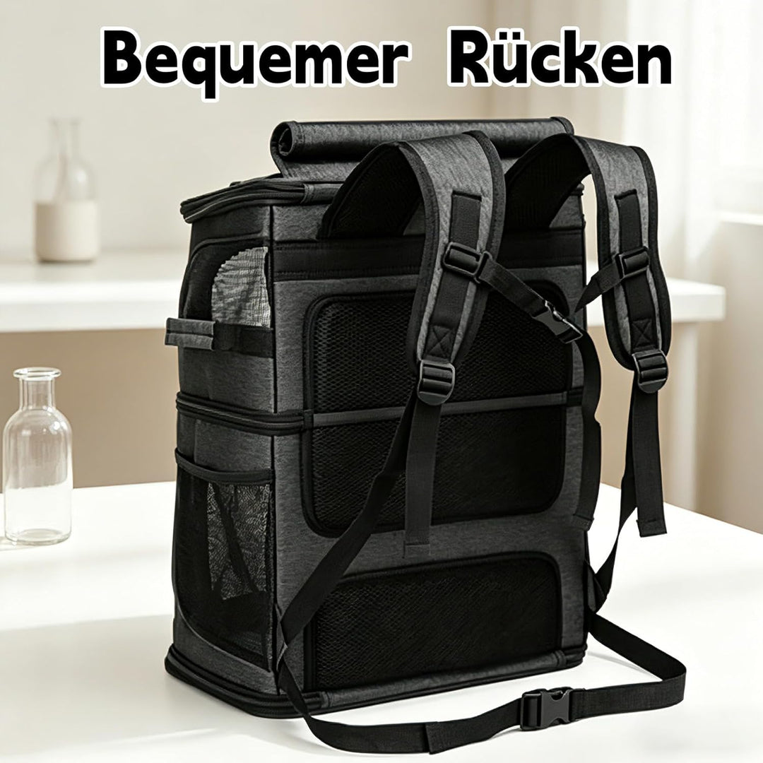 Katzenrucksack Grosse Katzen, Hunderucksack mit 7 Belüftungsfenstern, Zusammenklappbar Katzentranspo
