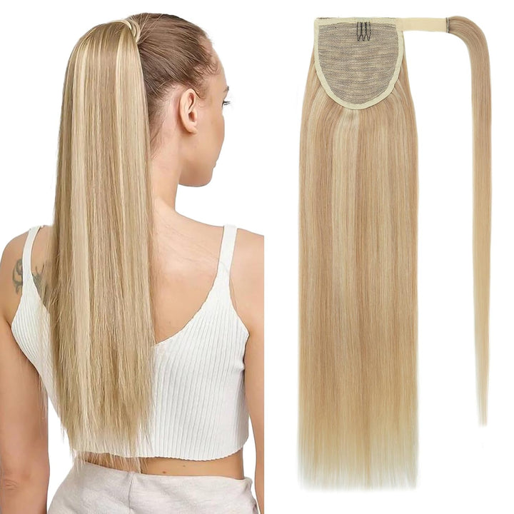 Benehair Ponytail Extension Echthaar, 100% Echthaar Zopf Extensions Echthaar, Wrap Around Ponytail f