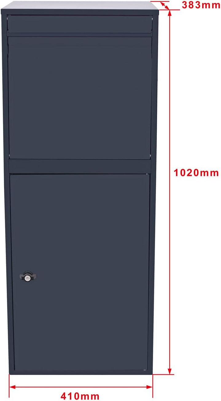 Wiltec Paketkasten grau 410 x 380 x 1020 mm, Paketbox Zuhause, Private Paketannahme passend für Pake