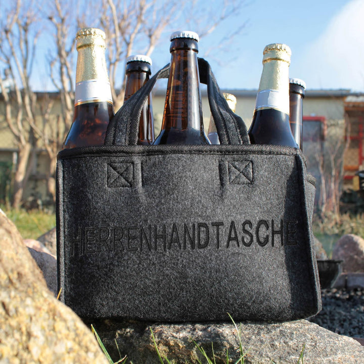 com-four® 4X Flaschentasche, Filztasche mit Henkeln für Getränke | Getränkehalter aus Filz für 6 Fla