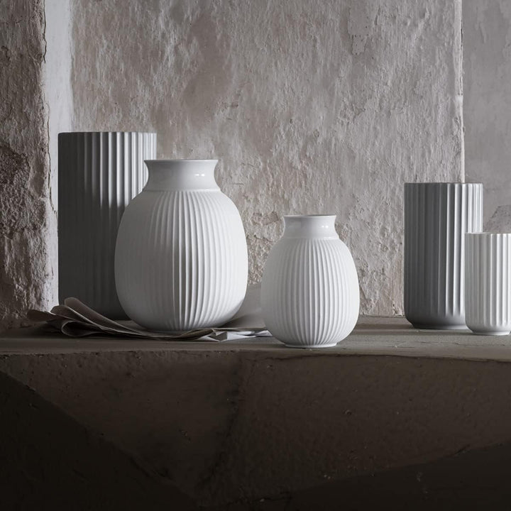 Lyngby Porcelæn Vase H12.5 cm Curve Klassische Rillen organische Formen, Weiss 9,50x9,50x12 cm Weiss