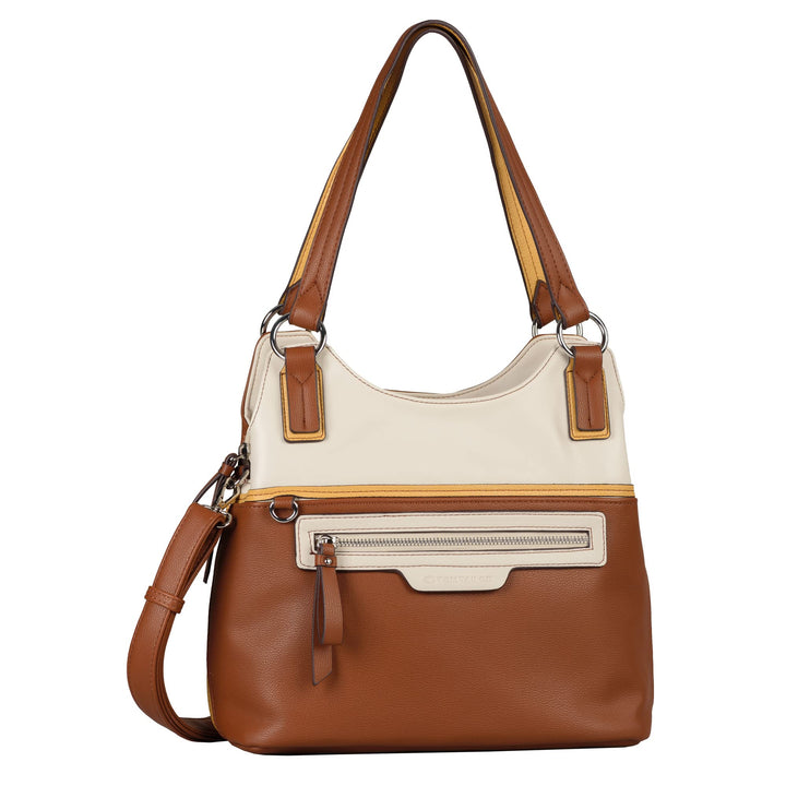 TOM TAILOR bags Jule Damen Shopper Umhängetasche ReissverschlussBraun 33 x 15 x 29,5 Mixed Cognac, 3
