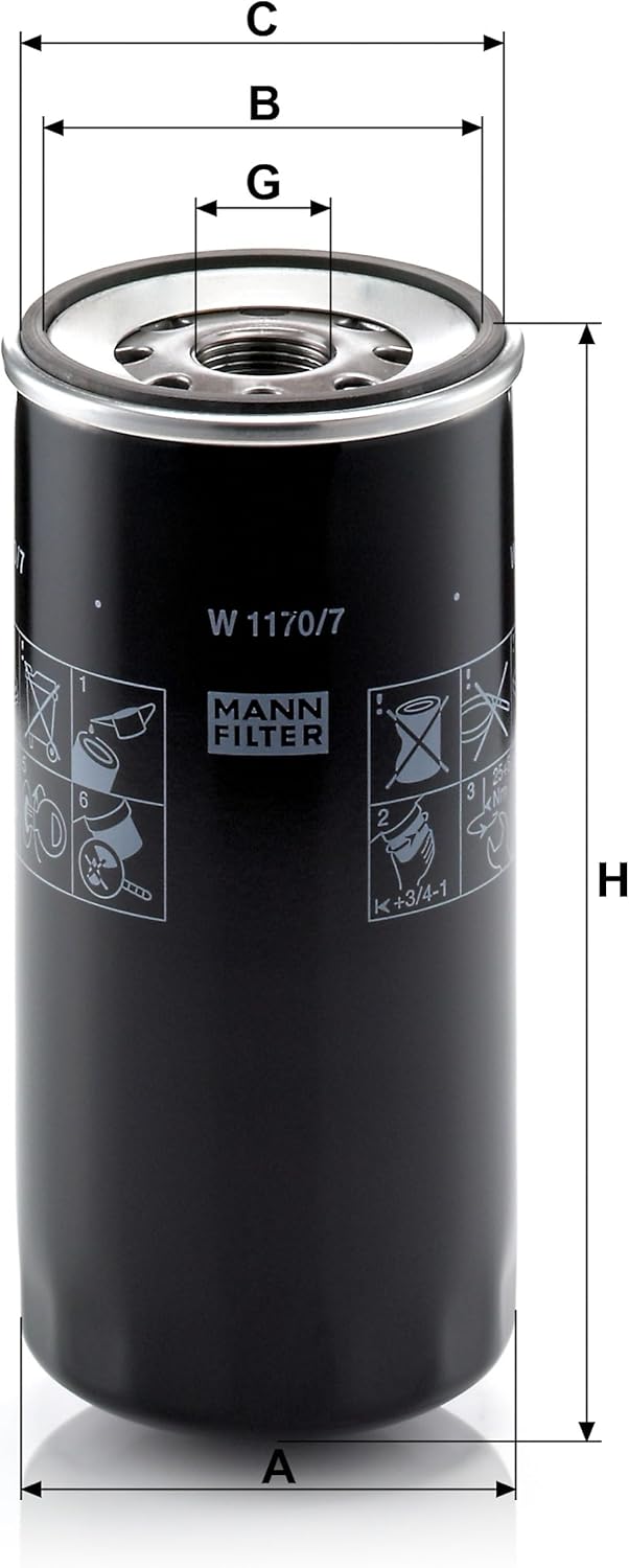 MANN-FILTER W 1170/7 - Schmierölwechselfilter Ölfilter – Für LKW