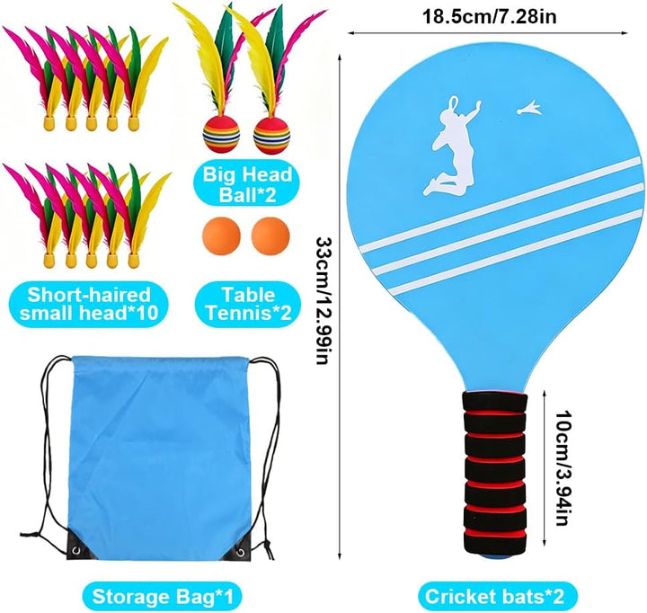 LUFEIS Beachball Set, Beach Ball Spiel Set für Familie, 2 Schläger, 12 Federbälle, 2 Plastikbälle, 1