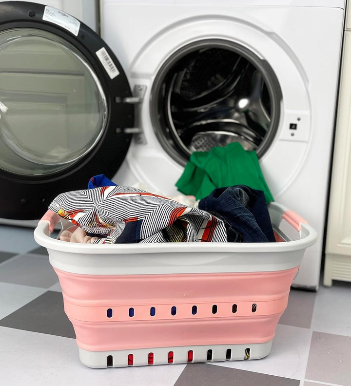 SAMMART Collapsible Plastic Laundry Basket - Foldable Pop Up Storage Container/Organizer - Portable