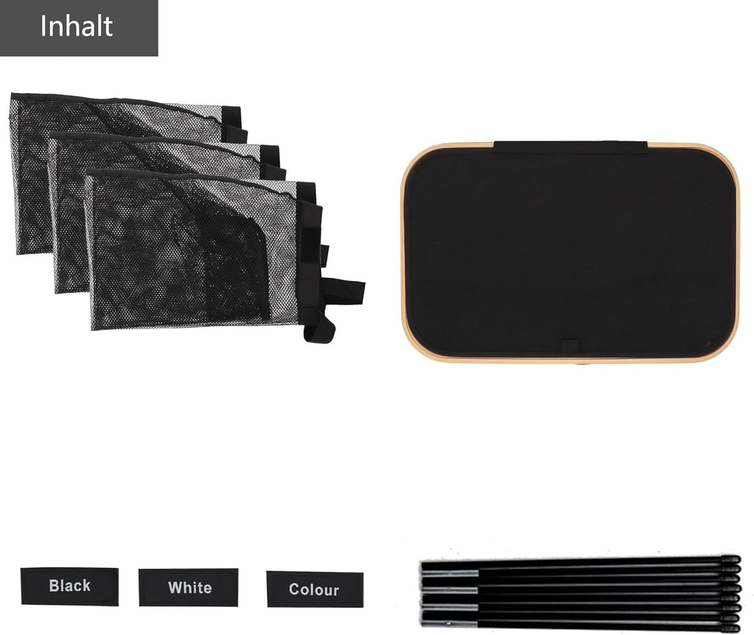 Wäschekorb mit Deckel 160L - Schwarz - Wäschekorb 3 Fächer - Wäschesortierer 3 Fächer - Korb mit Dec